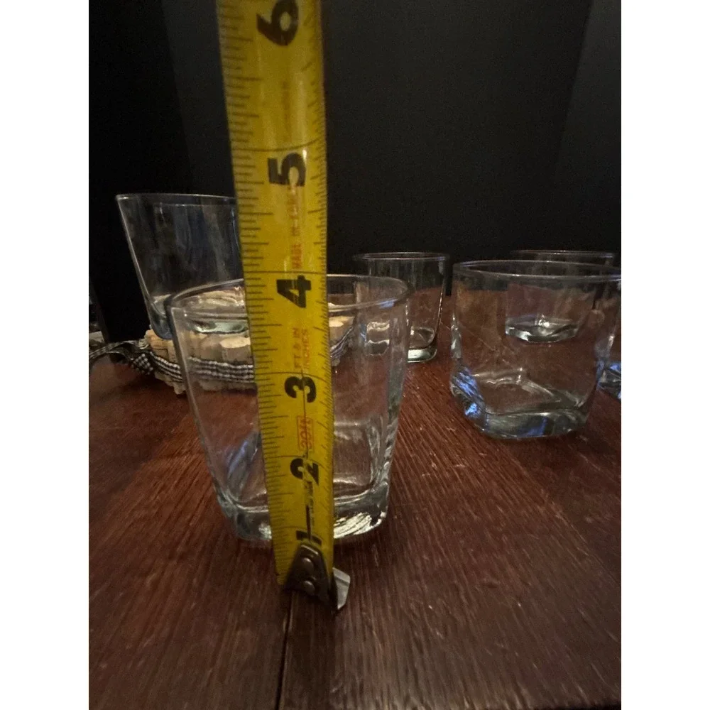 Set of 4 Square Base Whiskey Rocks Glasses Clear Glass Lowball Barware 10oz